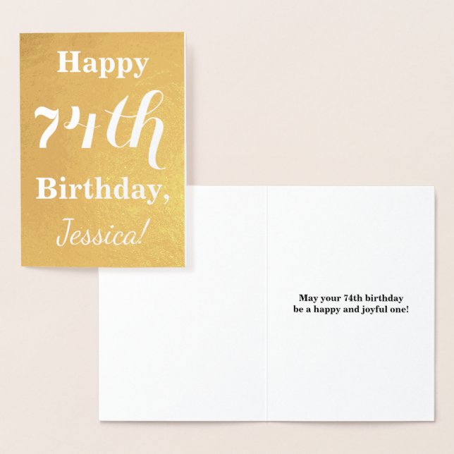 Basic Gold Foil "HAPPY 74th BIRTHDAY"; Custom Name Card (Display)