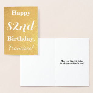 Basic Gold Foil "HAPPY 82nd BIRTHDAY"; Custom Name Card
