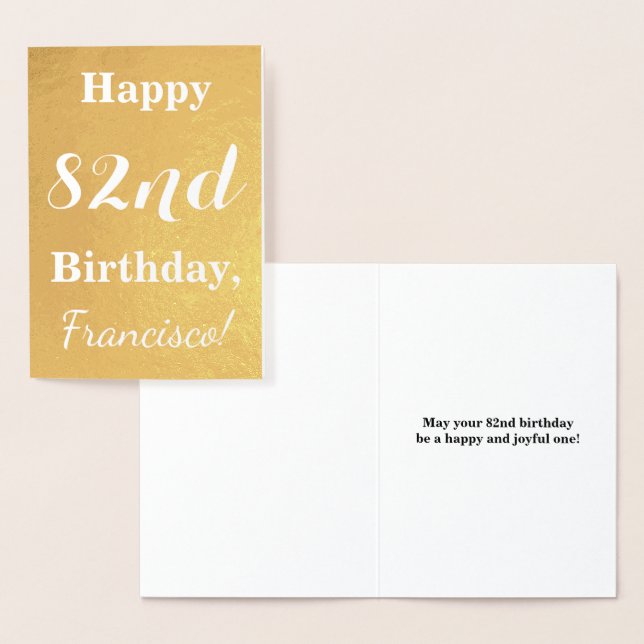 Basic Gold Foil "HAPPY 82nd BIRTHDAY"; Custom Name Card (Display)