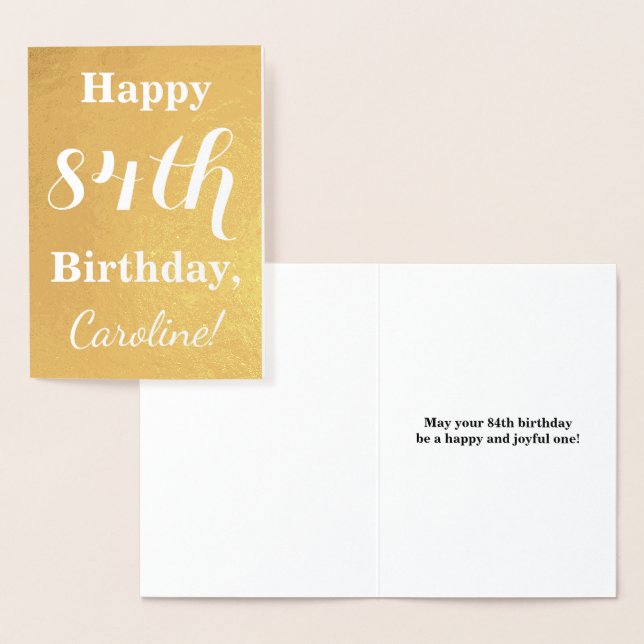 Basic Gold Foil "HAPPY 84th BIRTHDAY"; Custom Name Card (Display)