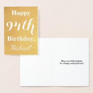 Basic Gold Foil "HAPPY 94th BIRTHDAY"; Custom Name Card