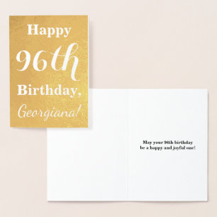Basic Gold Foil "HAPPY 96th BIRTHDAY"; Custom Name Foil Card