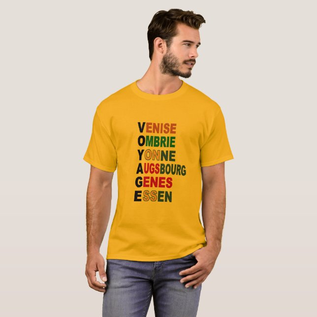 Basic golden T-shirt TRAVEL (Front Full)