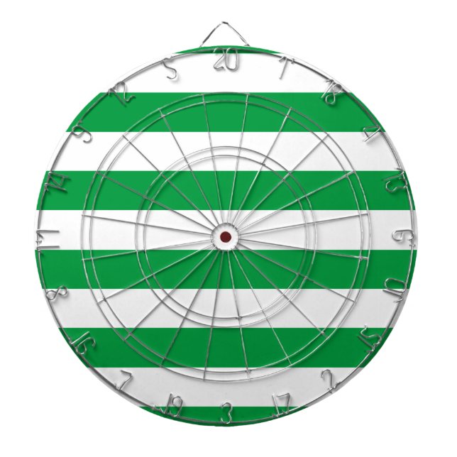 Basic Green and White Stripes Pattern Dartboard (Front)