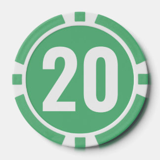 Basic Green White Bold Number  Poker Chips