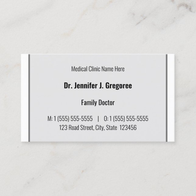 Basic Healthcare Specialist Business Card (Front)