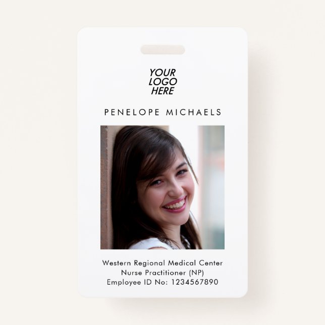 Basic Identification Badge with Photo and Logo ID Badge (Front)