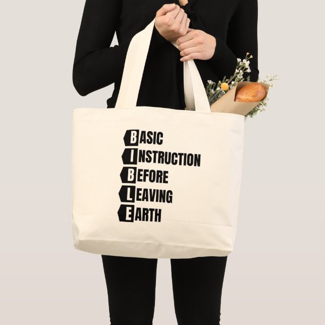 Basic Instruction Before Leaving Earth BIBLE Large Tote Bag (Front (Product))
