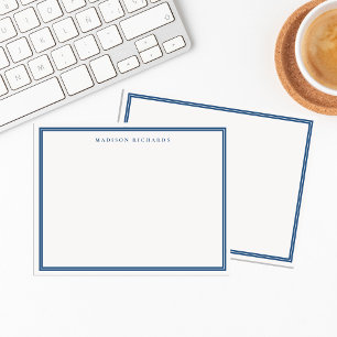 Basic Light Navy Blue Border Personalised  Card
