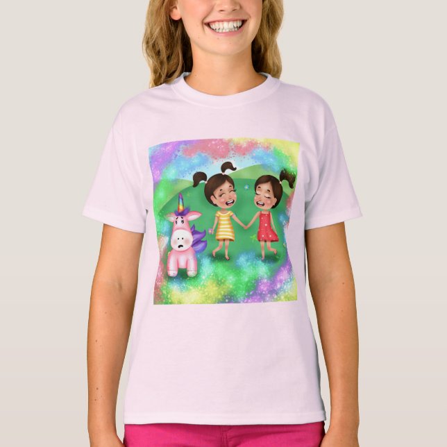 Basic lightweight T-Shirt with fun colourful print (Front)