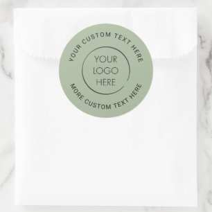 Basic Logo Custom Business Marketing Branded Sage Classic Round Sticker