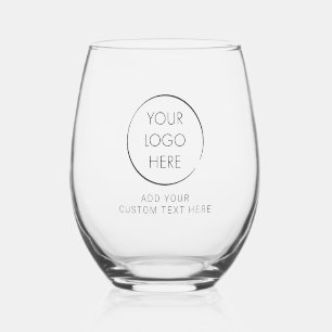 Basic Logo Custom, Business or Marketing Stemless Wine Glass