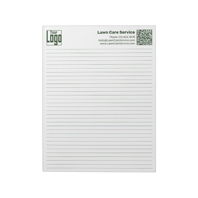 Basic Logo QR-code Green Line College Rule Notepad (Rotated)