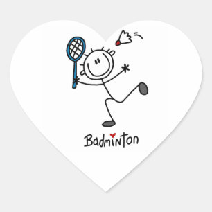 Basic Male Stick Figure Badminton Heart Sticker
