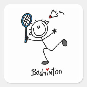 Basic Male Stick Figure Badminton Square Sticker