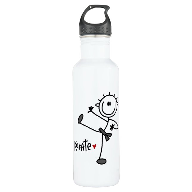 Basic Male Stick Figure Karate T-shirts and 710 Ml Water Bottle (Front)