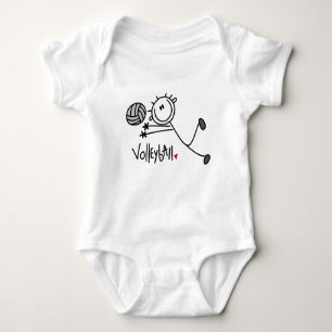 Basic Male Stick Figure Volleyball Baby Bodysuit