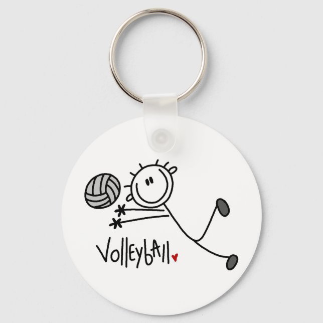 Basic Male Stick Figure Volleyball Key Ring (Front)