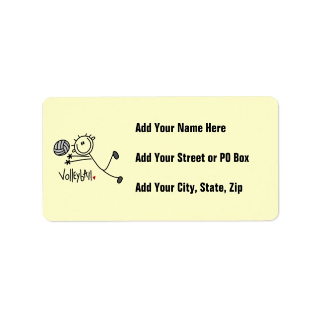 Basic Male Stick Figure Volleyball Label (Front)