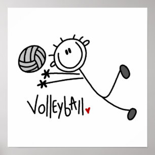 Basic Male Stick Figure Volleyball Poster