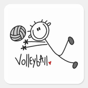 Basic Male Stick Figure Volleyball Square Sticker