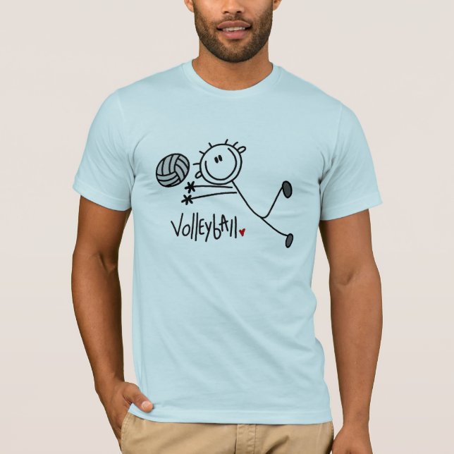 Basic Male Stick Figure Volleyball T-Shirt (Front)