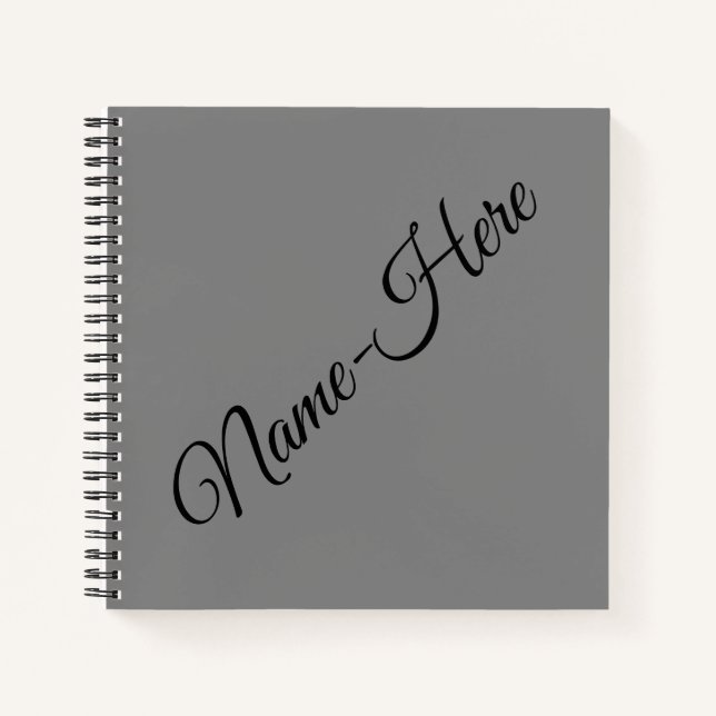 Basic, Minimal, Grey Background w/ Black Name Notebook (Front)