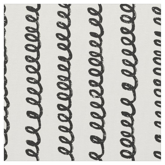 Basic minimalist lines simple curly wavy stroke fabric (Close Up)