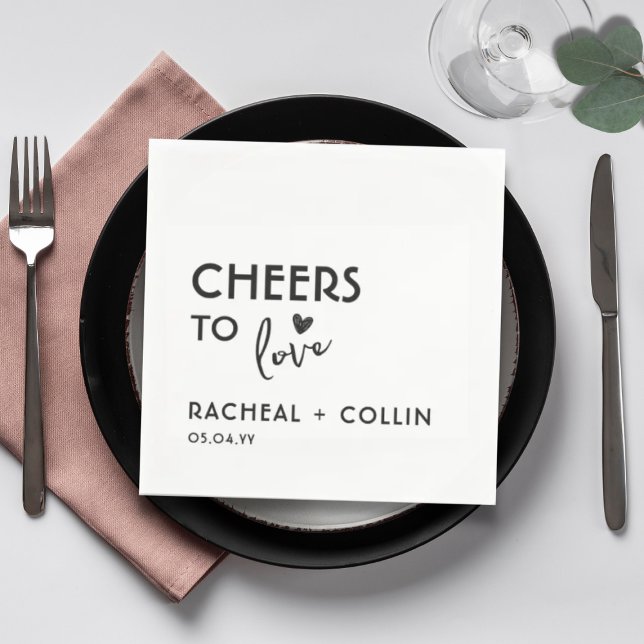 Basic Minimalist Simple Modern Cheers Heart Napkin (Creator Uploaded)