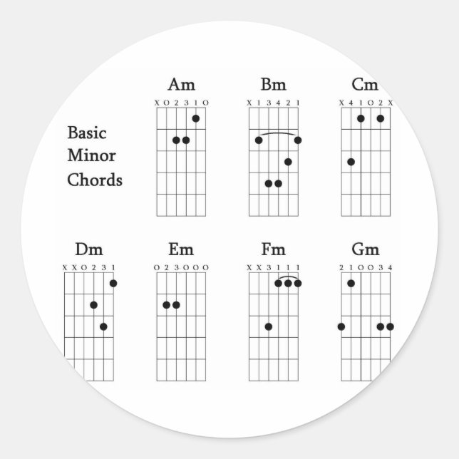 Basic Minor Chords Classic Round Sticker (Front)