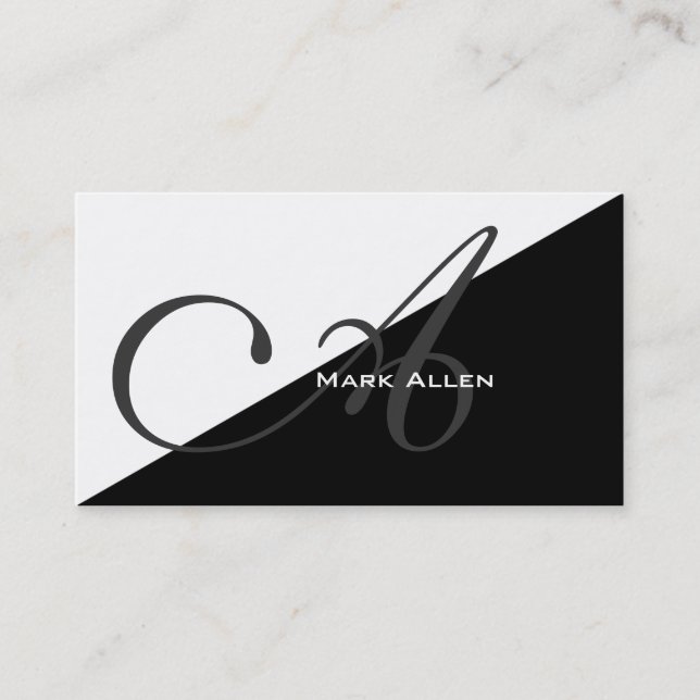Basic Modern Black Triangle Monogram Business Card (Front)