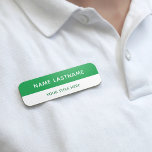 Basic Modern Bright Green White Title Pin Magnetic Name Tag<br><div class="desc">Showcase your professional image with this custom basic name and title tag, thoughtfully designed for corporate teams, busy workplaces, and anyone who values clean, modern aesthetics. Featuring a sophisticated bright green and white colour palette, this tag blends effortlessly with any uniform or business attire, making it an ideal choice for...</div>