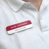 Basic Modern Burgundy Red White Title Pin Magnetic