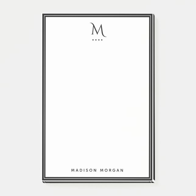 Basic Monogram Black Border Personalised  Post-it Notes (Front)