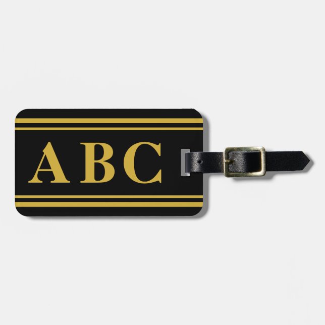 Basic Monogram (Gold) Luggage Tag (Front Horizontal)