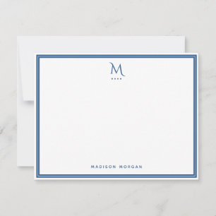 Basic Monogram Navy Blue Border Personalised Card