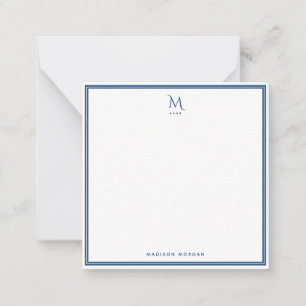 Basic Monogram Navy Blue Border Personalised  Card