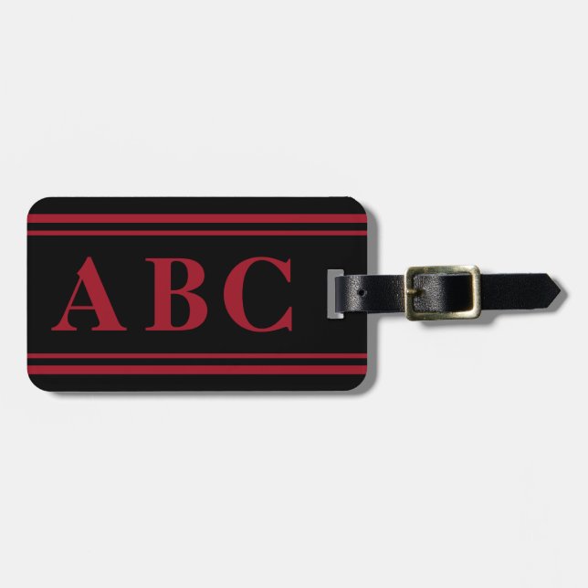 Basic Monogram (Red) Luggage Tag (Front Horizontal)