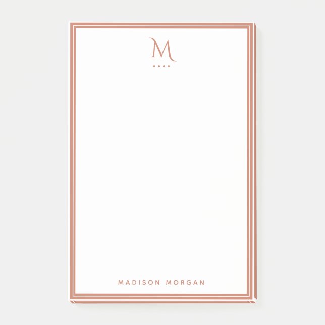 Basic Monogram Terracotta Border Personalised  Post-it Notes (Front)
