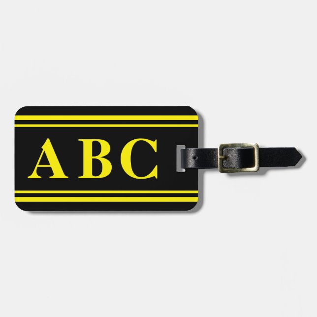 Basic Monogram (Yellow) Luggage Tag (Front Horizontal)