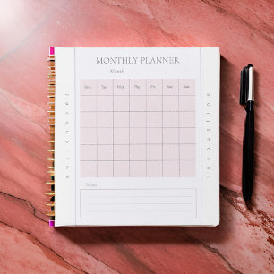 Basic Monthly Planner Name Mauve Grey Notepad