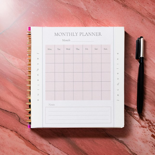 Basic Monthly Planner Name Mauve Grey Notepad (Creator Uploaded)