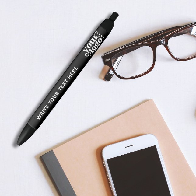 Basic Office Business Logo & Text Branded Black Ink Pen (Creator Uploaded)