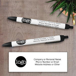 Basic Office Business Logo & Text CAN EDIT COLOR Black Ink Pen