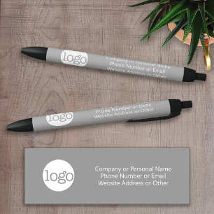 Basic Office Business Logo & Text CAN EDIT COLOR Black Ink Pen