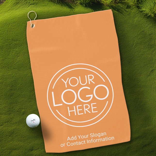 Basic Office Business Logo with Contact Info Golf Towel (Custom Golf Towel with Professional and Small Business Logo)