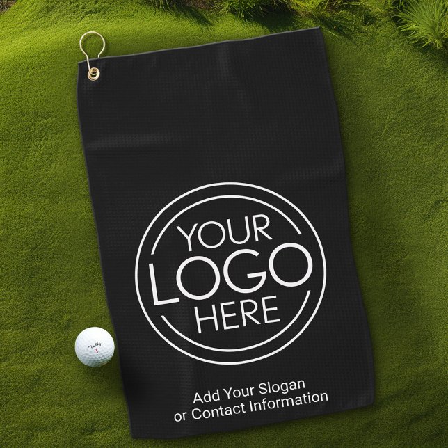 Basic Office Business Logo with Contact Info Golf Towel (Custom Golf Towel with Professional and Small Business Logo)