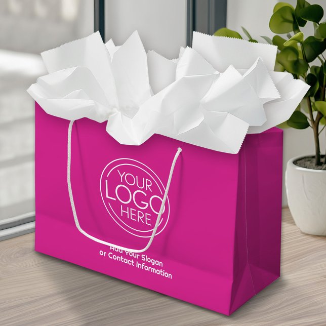 Basic Office Business Logo with Contact Info Large Gift Bag (Custom Gift Bag and Retail Bag with Logo on Both Sides)