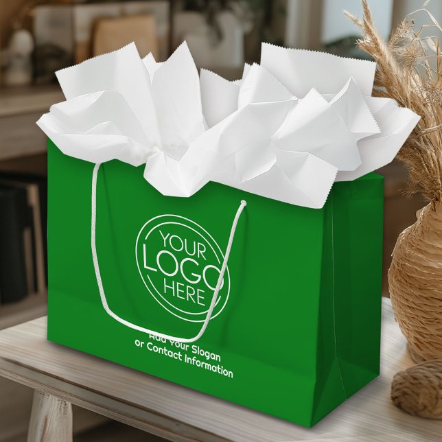 Basic Office Business Logo with Contact Info Large Gift Bag (Custom Gift Bag and Retail Bag with Logo on Both Sides)