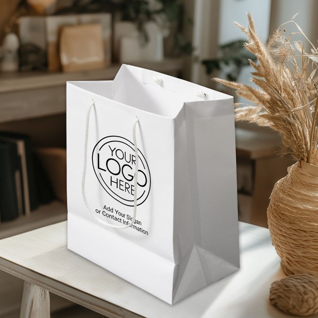 Basic Office Business Logo with Contact Info Medium Gift Bag (Custom Gift Bag)
